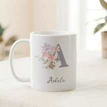 Personalisierter Anfangsbuchstabe Tasse: Florales