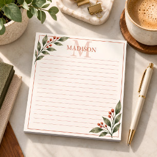 Personalisierter Anfangsbuchstabe und Name Botanis Notizblock