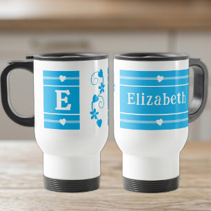 Personalisierter Anfangsname blau Reisebecher