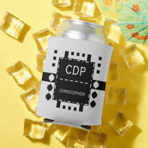 Personalisierter Anfangsname Diamantform schwarz Dosenkühler