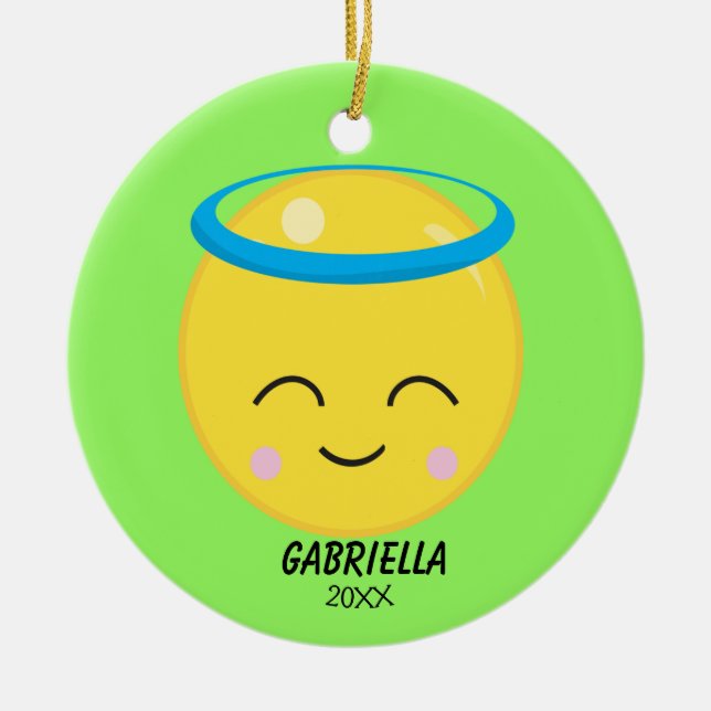 Personalisierter Angel Emoji Ornament (Vorne)