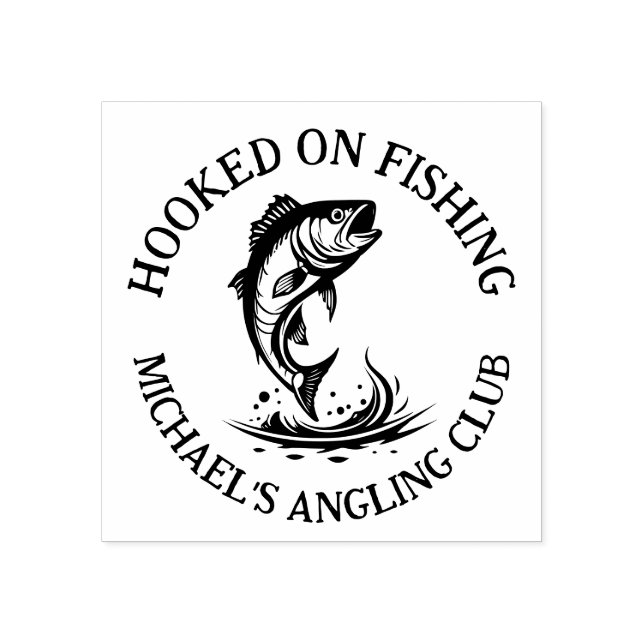 Personalisierter Angler beim Fischfang Gummistempel (Prägung)