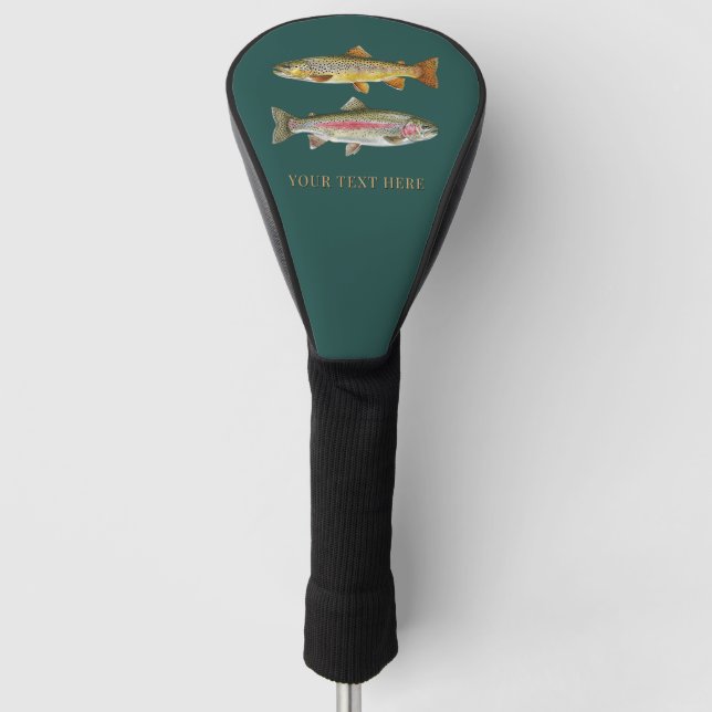 Personalisierter Angler – Forellen-Angel-Design Golf Headcover (Vorderseite)