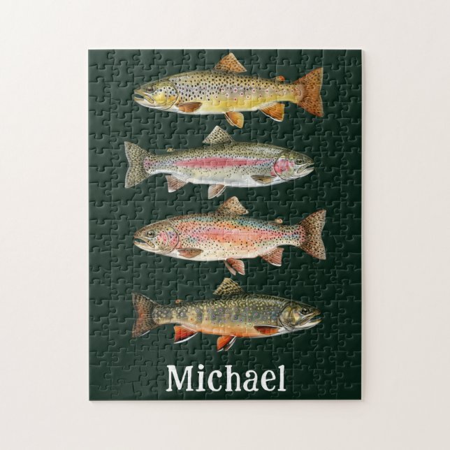 Personalisierter Angler – Forellen-Angel-Design Puzzle (Vertikal)