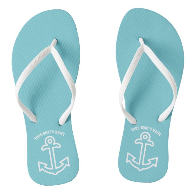 Personalisierter Anker Flip Flops Aqua Blue (Fußbett)