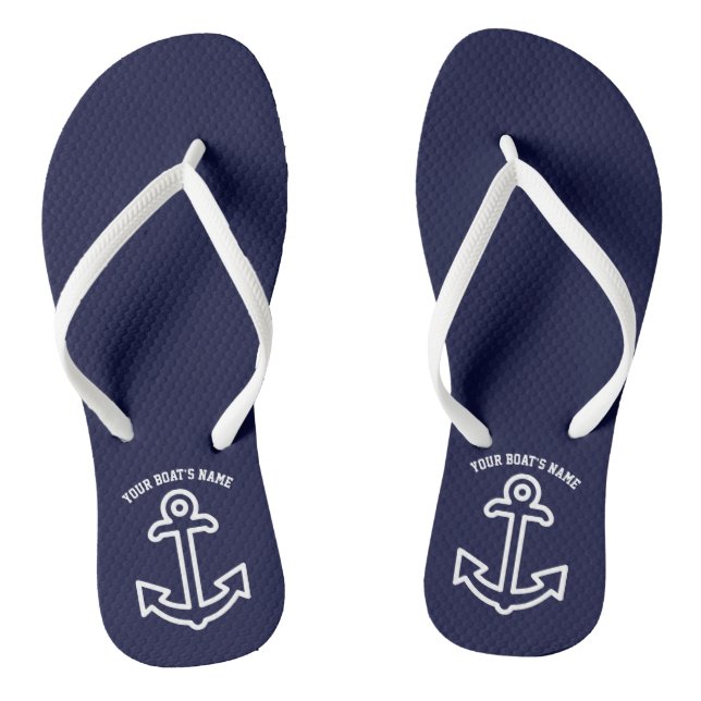 Personalisierter Anker Flip Flops Navy Blue (Fußbett)