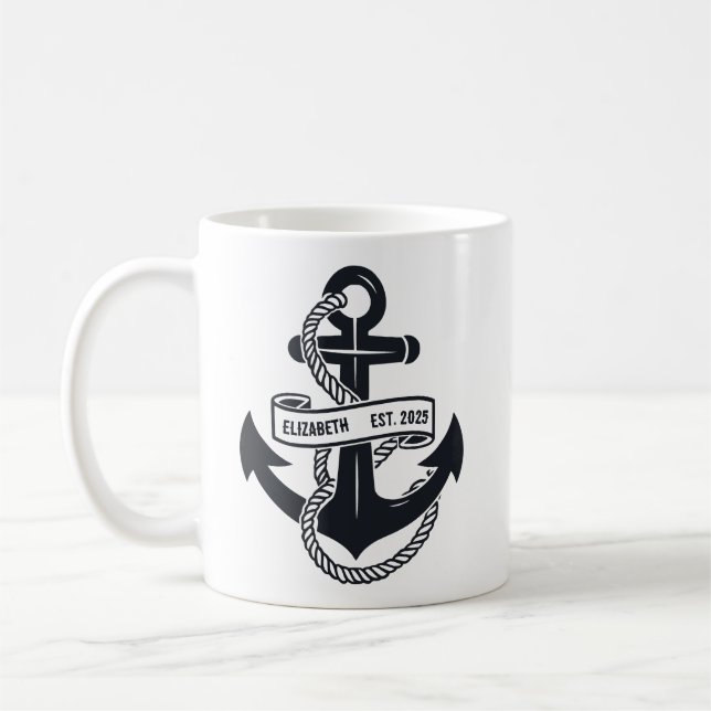 Personalisierter Anker mit Name Kaffeetasse (Links)