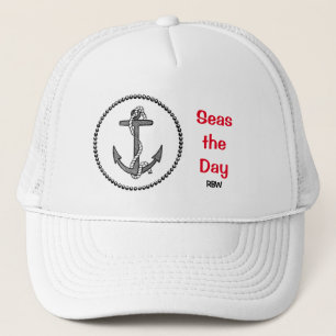 Personalisierter Anker "Seas the Day" Truckerkappe