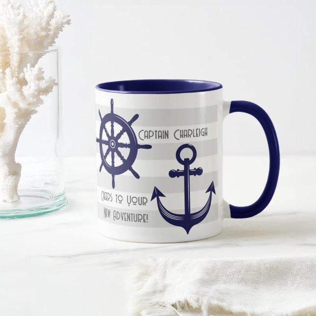 Personalisierter Anker- und Bootkaffee auf dem Rad Tasse (Von Creator hochgeladen)