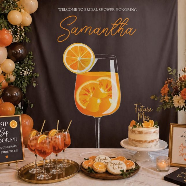 Personalisierter Aperol Spritz Brautparty Hintergr Wandteppich (Von Creator hochgeladen)