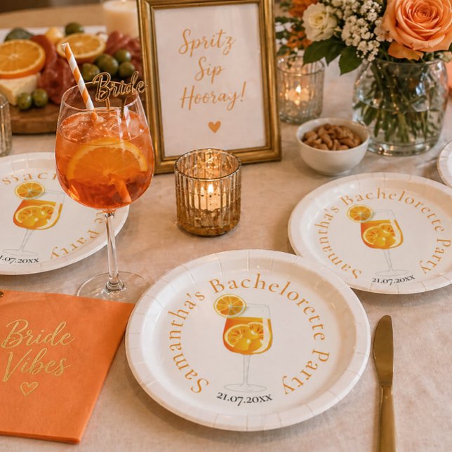 Personalisierter Aperol Spritz Junggesellinnenabsc Pappteller (Von Creator hochgeladen)