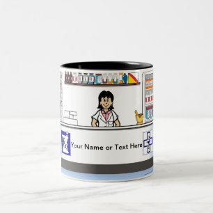 Personalisierter Apotheker - Cartoon Zweifarbige Tasse