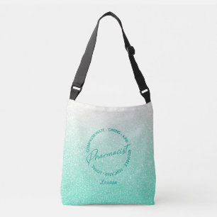 Personalisierter Apotheker Grüner Glitzer Tote Bag Tragetaschen Mit Langen Trägern