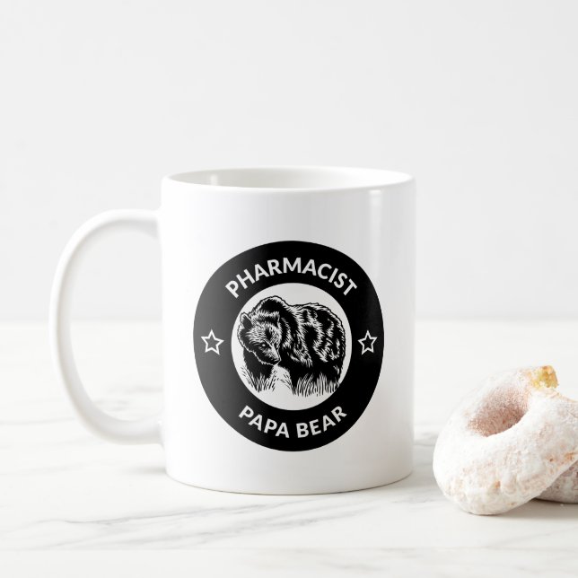Personalisierter Apotheker Papa Bear Coffee Tasse (Mit Donut)