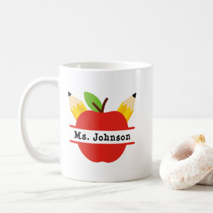 Personalisierter Apple-Lehrername Kaffeetasse