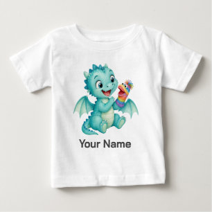 Personalisierter Aqua-Baby-Drache-Sockenpuppe Baby T-shirt