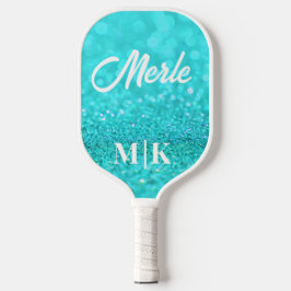 Personalisierter Aqua-Glitzer Mit Monogramm Pickleball Schläger