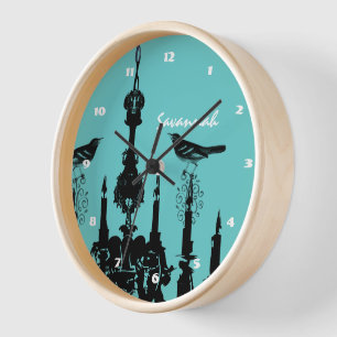 Personalisierter Aqua-LOVE-Vogel-Kronleuchter in j Uhr