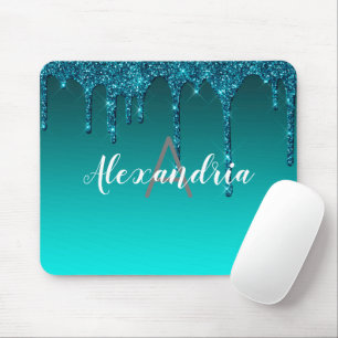 Personalisierter Aquamariner Glitzer Mousepad