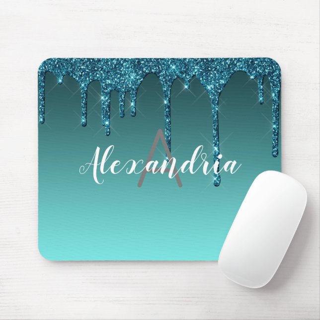 Personalisierter Aquamariner Glitzer Mousepad (Mit Mouse)