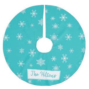 Personalisierter Aquamariner Snowflake Weihnachtsr Polyester Weihnachtsbaumdecke
