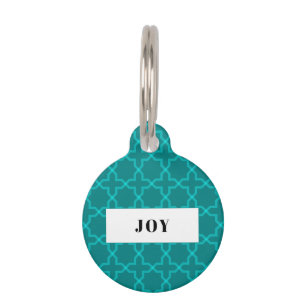 Personalisierter Aquamariner Star-Muster Haustiermarke