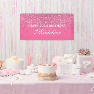 Personalisierter Aquamariner Tropf Glitzer Geburts Banner