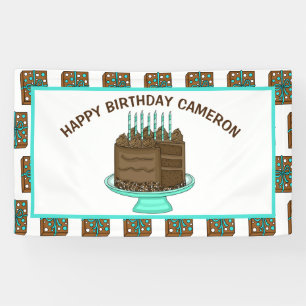 Personalisierter Aquamariner und brauner Geburtsta Banner
