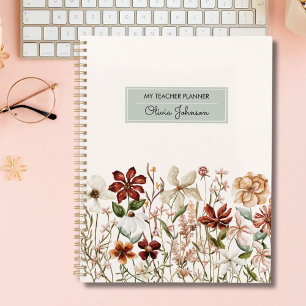 Personalisierter Aquarell-Vintage-Wildblumen-Blume Planer