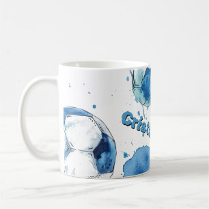 Personalisierter Aquarellfußball Kaffeetasse