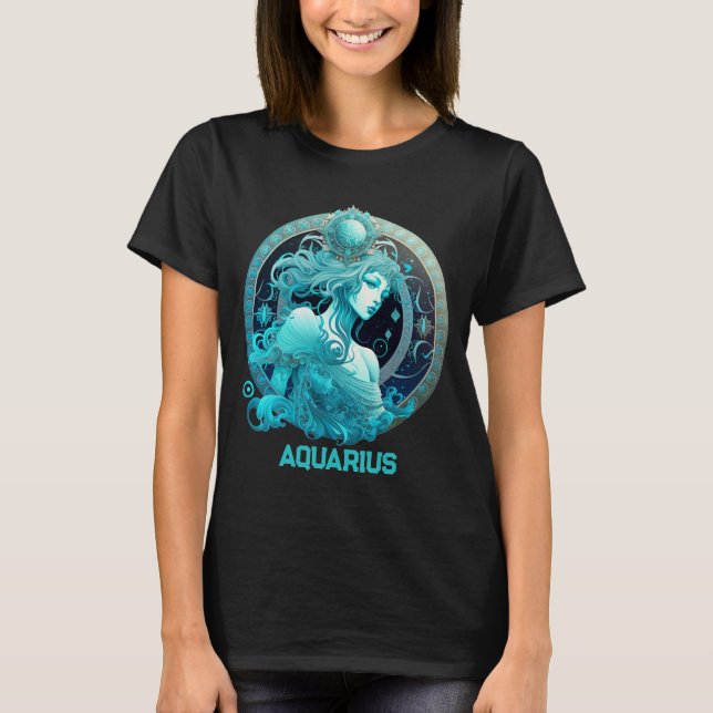 Personalisierter Aquarius Zodiac Astrologie Geburt T-Shirt (Vorderseite)
