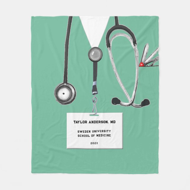 personalisierter Arzt Abschluss Fleecedecke (Vorderseite)