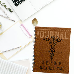 Personalisierter Arzt aus braunem Leder Notizbuch