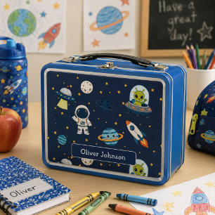 Personalisierter Astronaut Alien Rakete Weltraumfo Metall Brotdose
