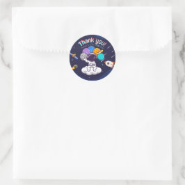 Personalisierter Astronauten-Party-Dankeschön Runder Aufkleber
