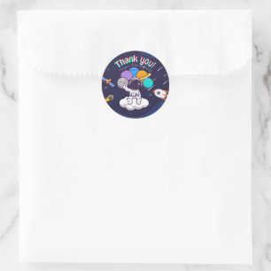 Personalisierter Astronauten-Party-Dankeschön Runder Aufkleber