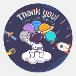 Personalisierter Astronauten-Party-Dankeschön Runder Aufkleber