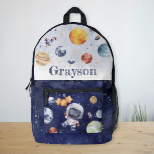 Personalisierter Astronautenplanet Galaxie Kinder Bedruckter Rucksack