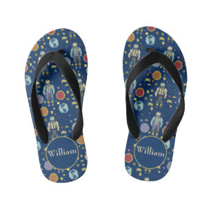 Personalisierter Astrounaut Space Man farbenfroh Kinderbadesandalen