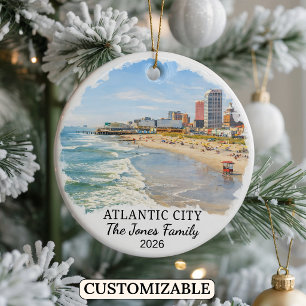 Personalisierter Atlantic City Weihnachtsschmuck, Keramik Ornament