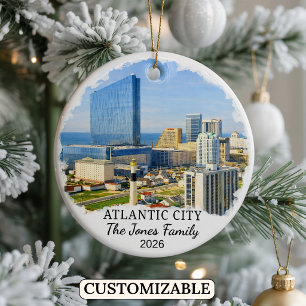Personalisierter Atlantic City Weihnachtsschmuck, Keramik Ornament