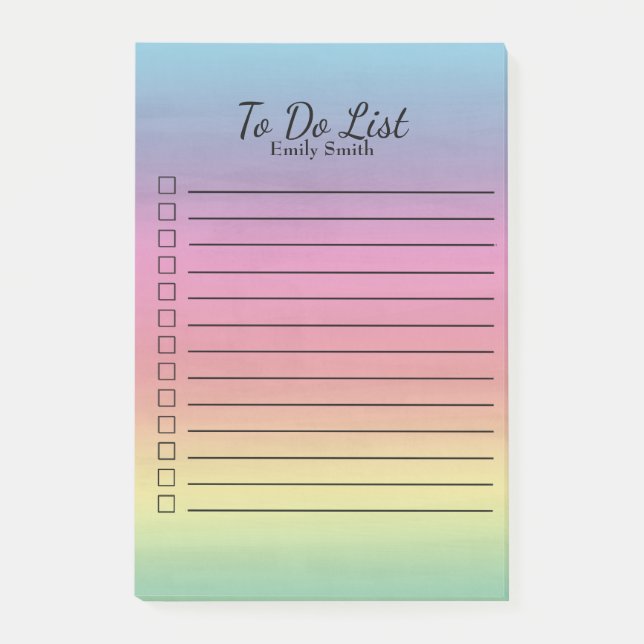 Personalisierter, auf die Liste zugehöriger Regenb Post-it Klebezettel (Vorderseite)