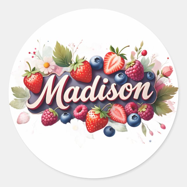 Personalisierter Aufkleber Madison Berry Floral De (Vorderseite)
