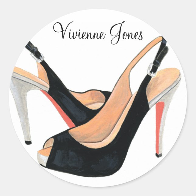 Personalisierter Aufkleber mit schwarzen High Heel (Vorderseite)