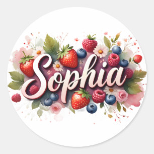 Personalisierter Aufkleber "Sophia" Berry Floral D