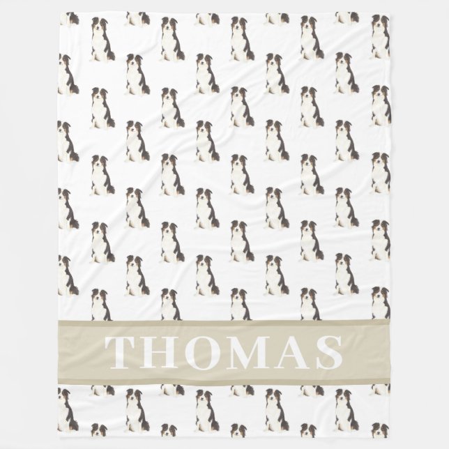 Personalisierter Australian Shepherd Fleecedecke (Vorderseite)
