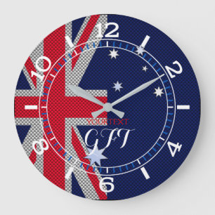 Personalisierter australischer Flaggendesign Carbo Große Wanduhr