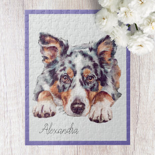 Personalisierter australischer Schäferhund Jigsaw  Puzzle