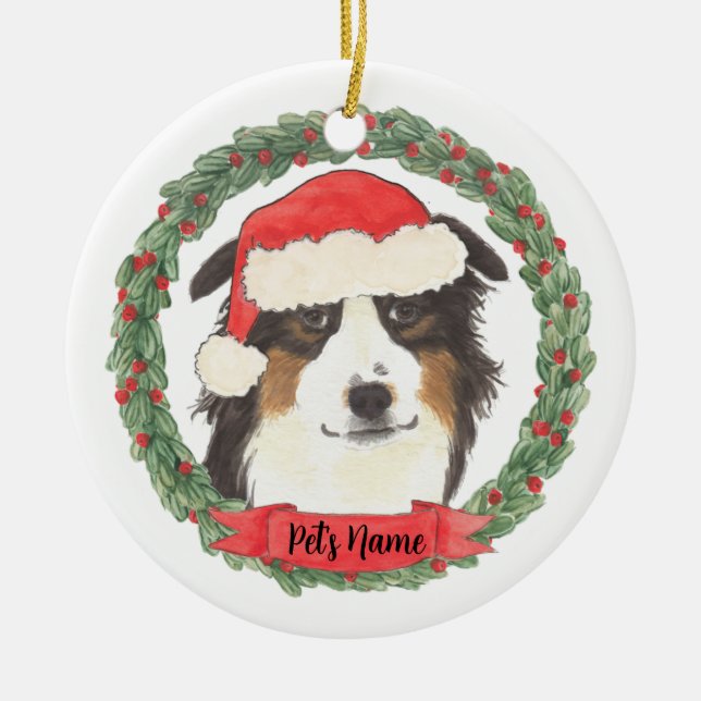 Personalisierter Australischer Schäferhund Keramik Ornament (Vorne)