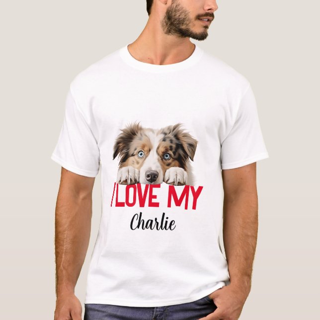 Personalisierter Australischer Schäferhund T-Shirt (Vorderseite)